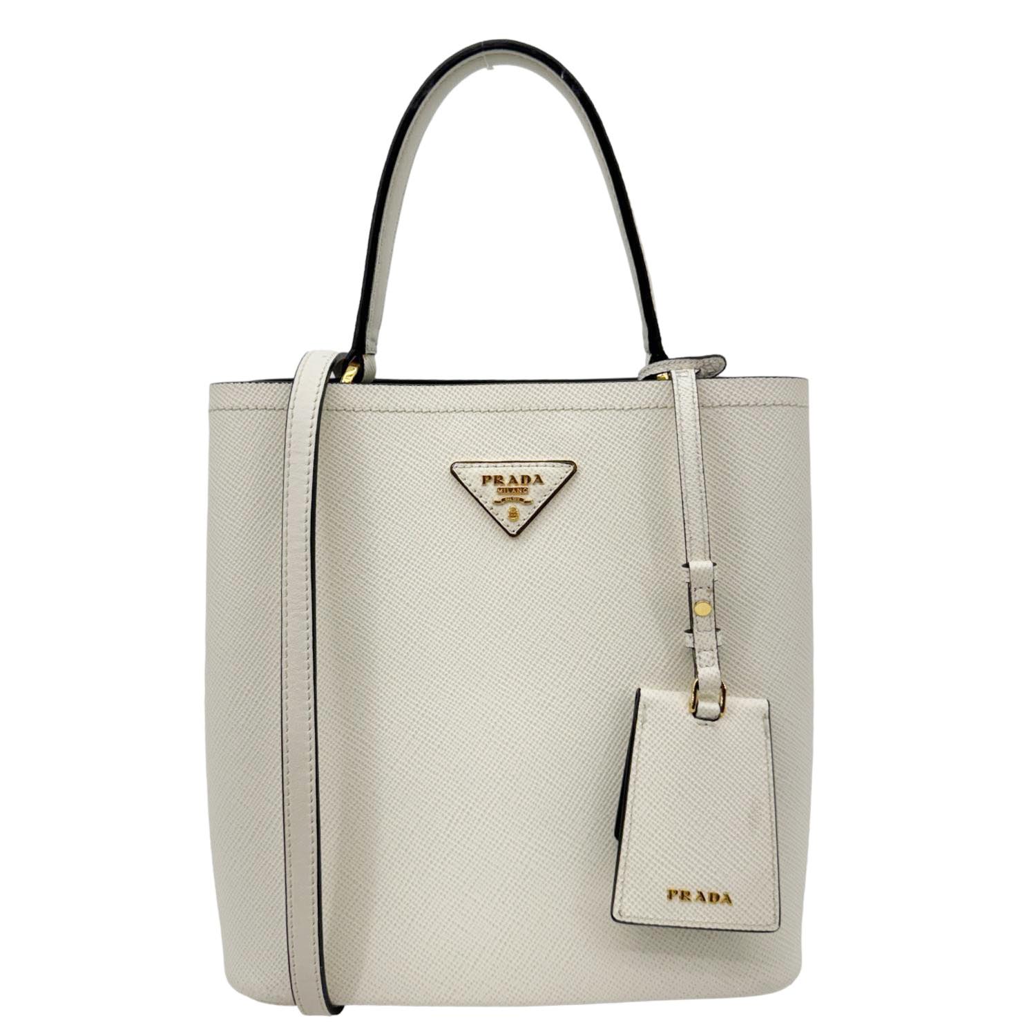Panier Saffiano Cuir Bag Leather White Bucket Bag