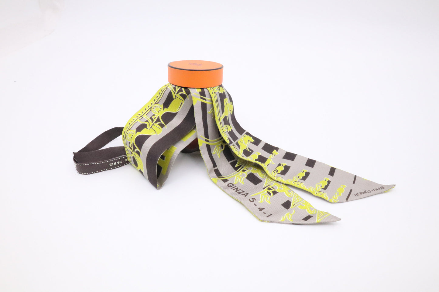 Hermes 'Ginza ' Twilly In Grey And Yellow Travel Bag