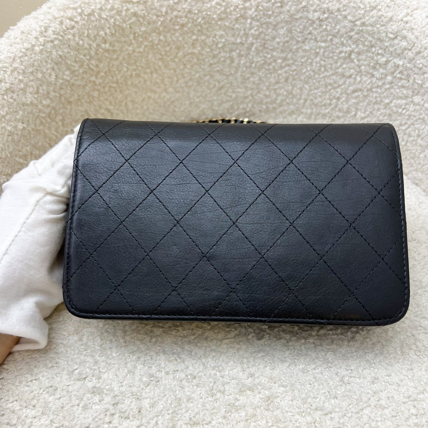 Chanel Seasonal Wallet on Chain WOC in Black Lambskin and LGHW Bag
