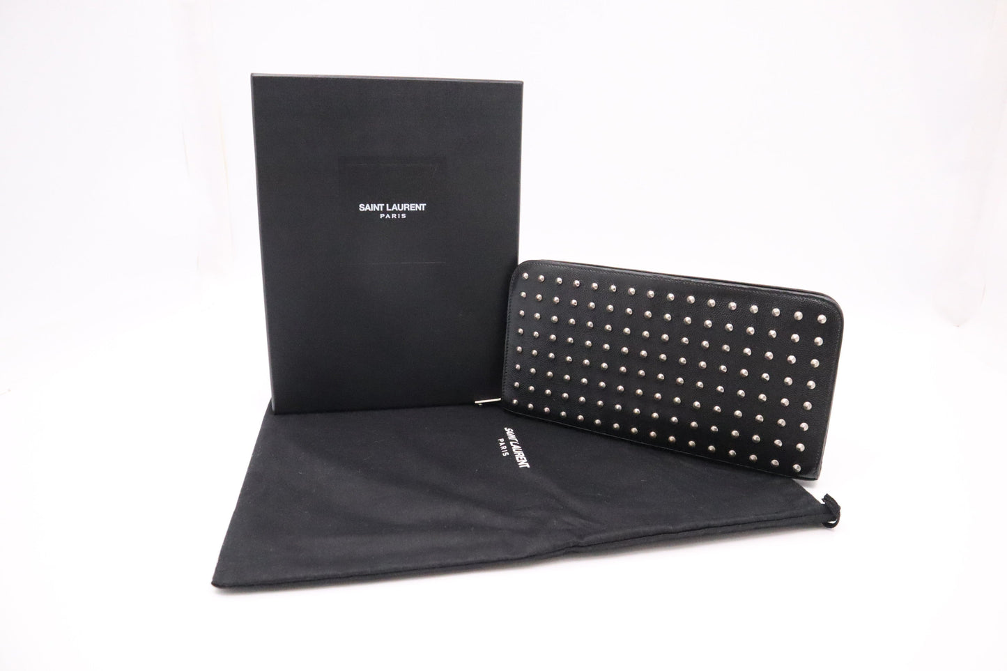 YSL Saint Laurent Organizer In Studded Travel Bag Leather Black