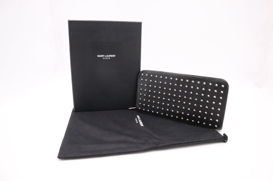YSL Saint Laurent Organizer In Studded Travel Bag Leather Black