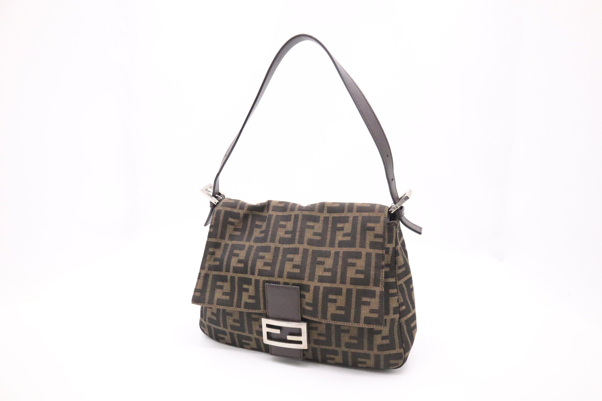 Fendi Mama Baguette In Zucca Handbag Canvas Shoulder Bag