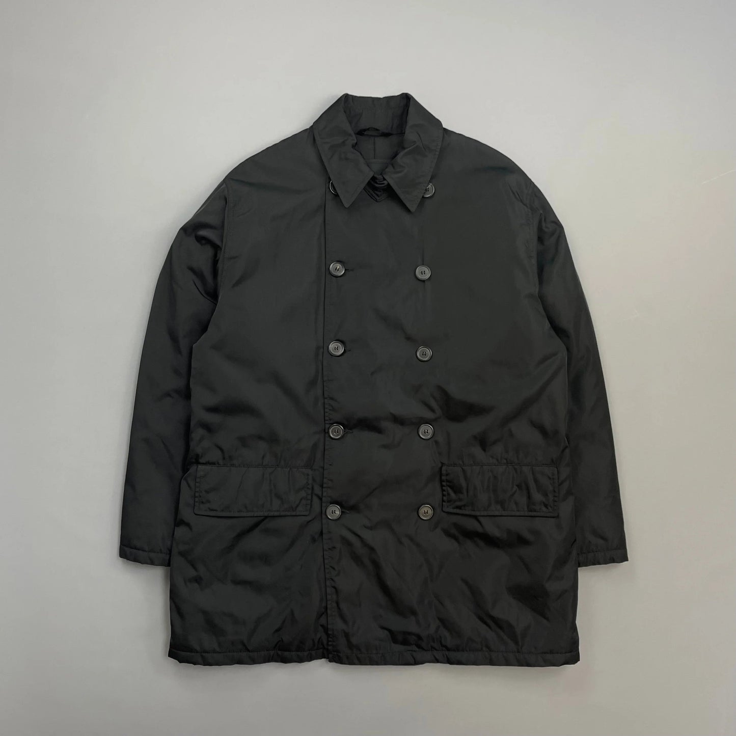 Prada Handbag Milano 90s Padded Button-Up Peacoat Nylon Black