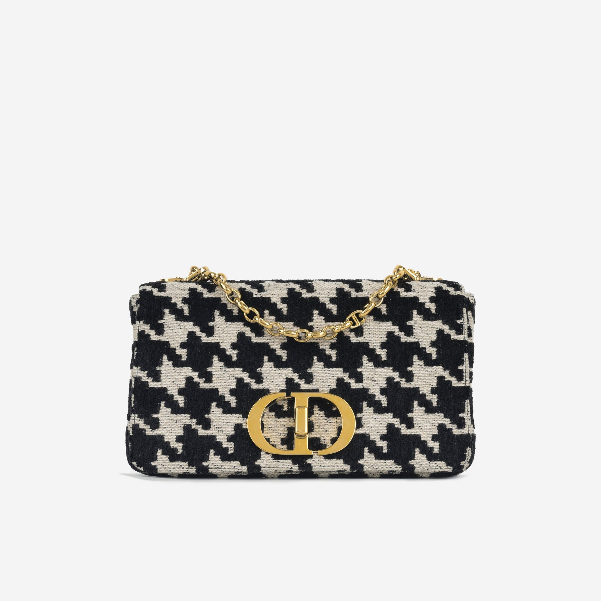 Dior Christian Caro Bag Medium Crossbody Bag White Houndsooth Tweed