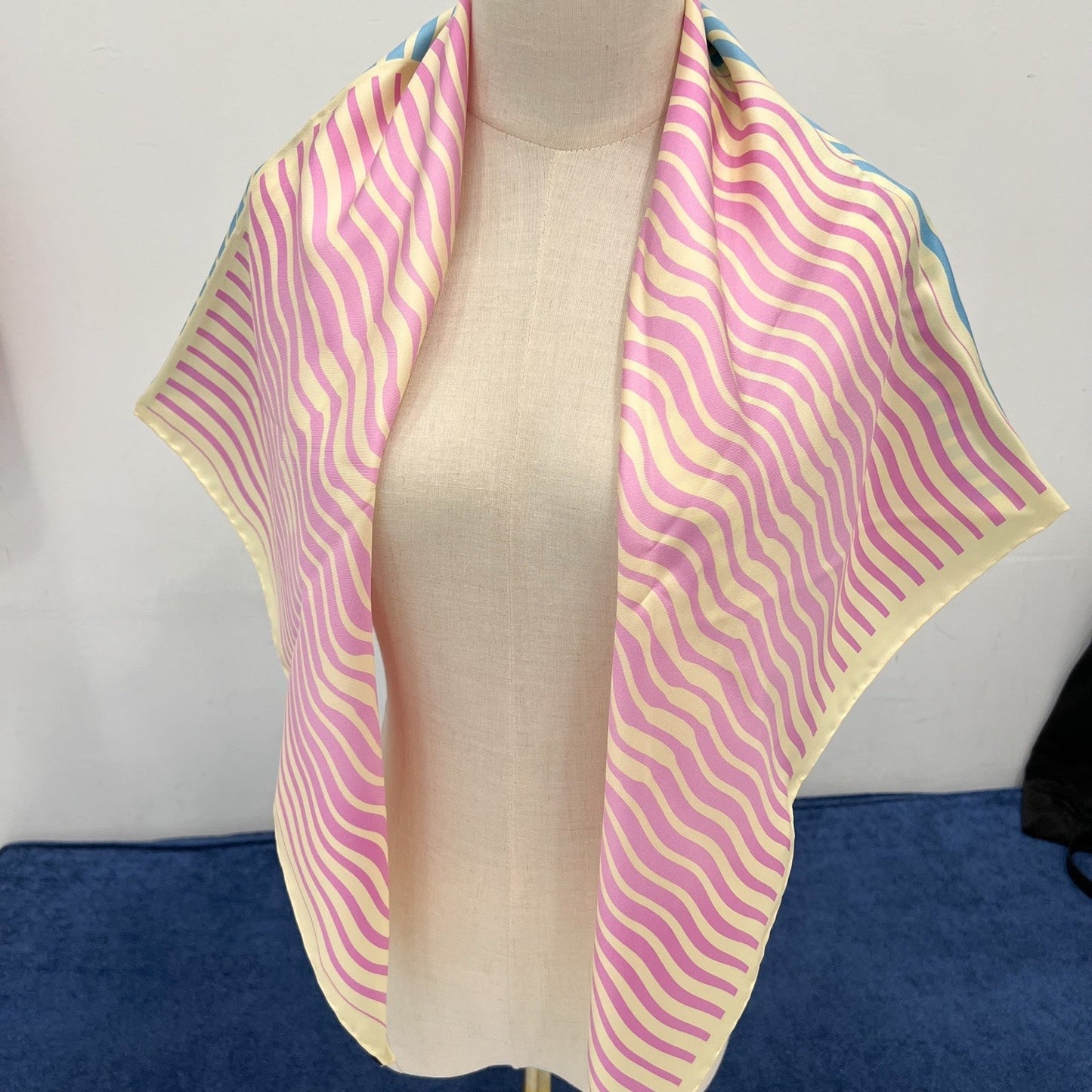 Chanel Cruise in Singapore VIP Gift Scarf in Pink / Blue / Cream 100% Silk