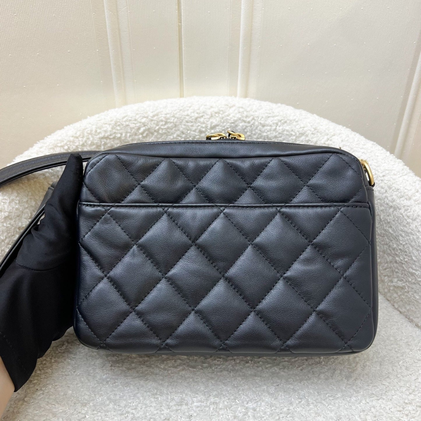 Chanel Seasonal Camera Bag in Black Calfskin and AGHW (Model: )