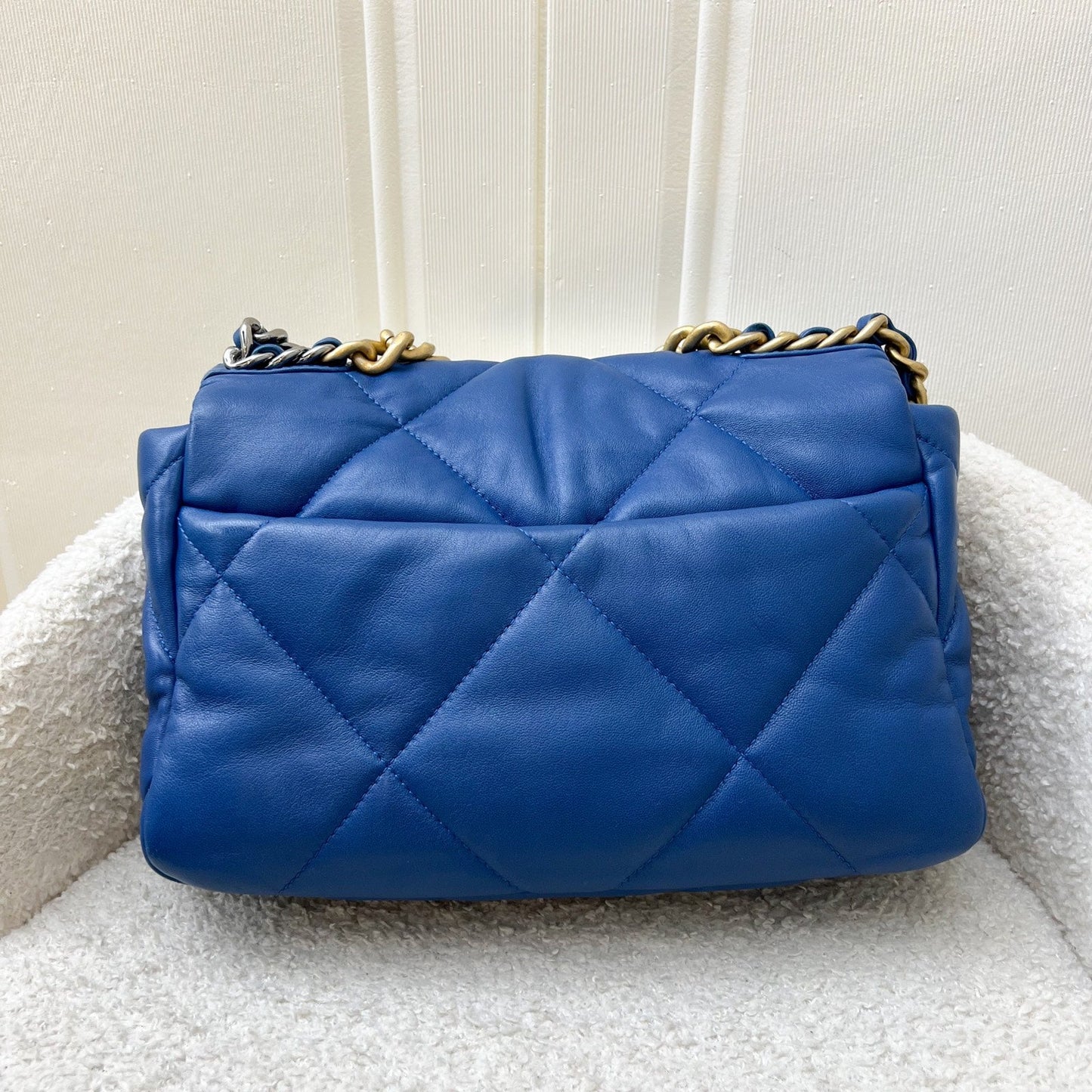 Chanel 19 Small Flap in Blue Lambskin and 3-Tone Hardware Accessory