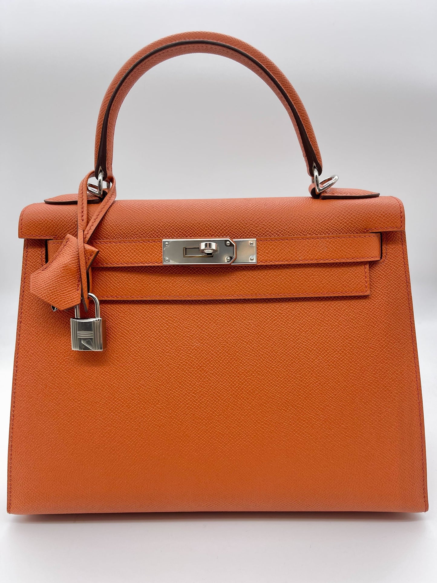 Gucci Hermes Kelly Epsom Potiron Orange Palladium Hardware Travel Bag