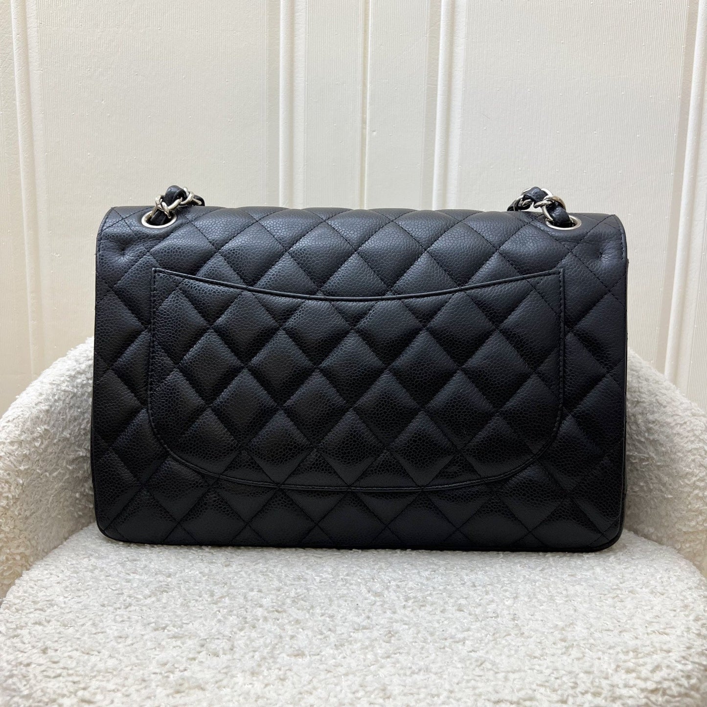 Jumbo Classic Flap DF in Black Caviar and SHW Accessory Signature