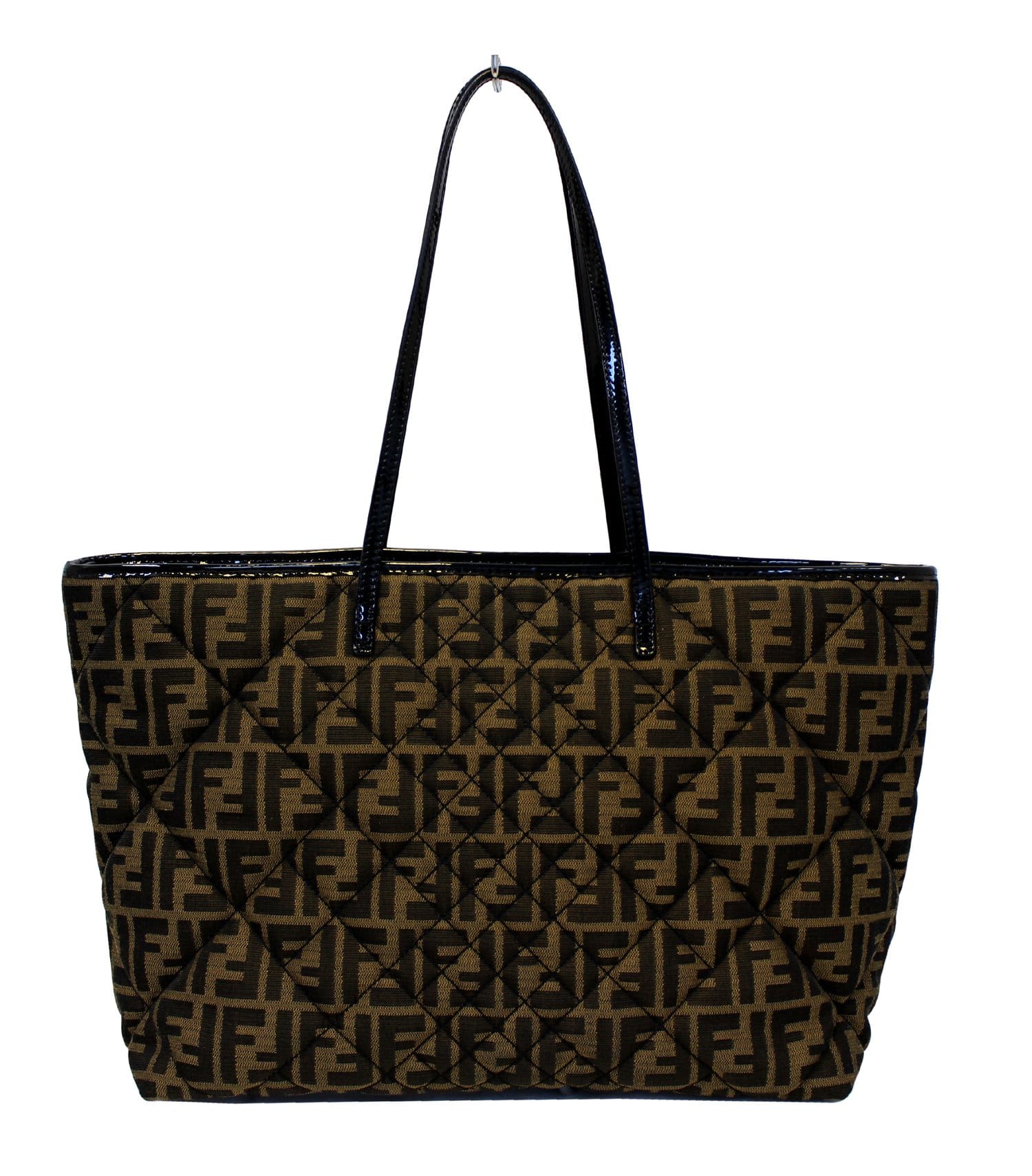 Fendi Tobacco Zucca Roll Tote Bag Quilted Black