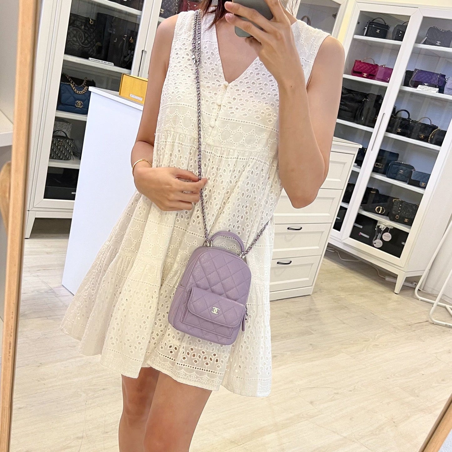 Chanel Mini Backpack in Lilac Caviar and SHW