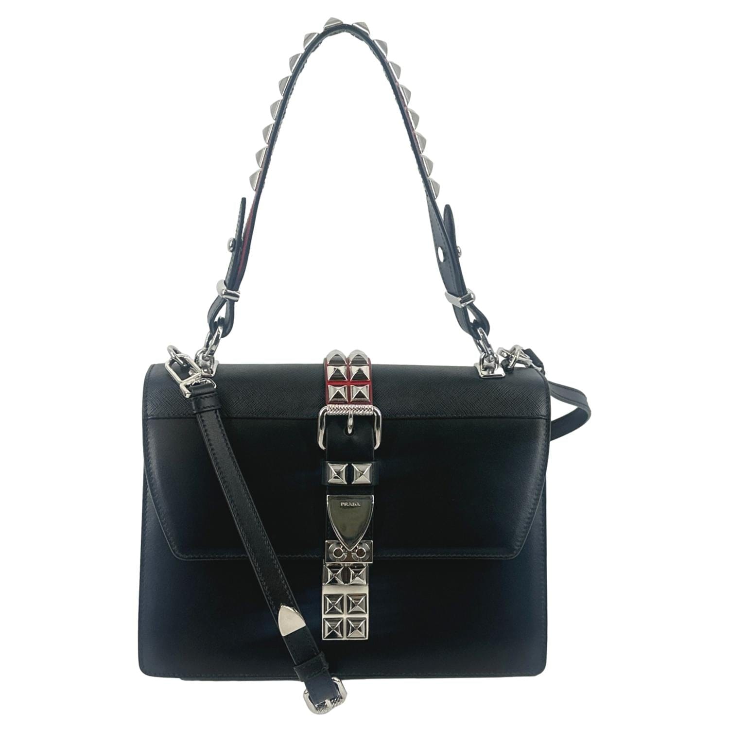 Elektra Calf Saffiano Shoulder Bag Leather Black