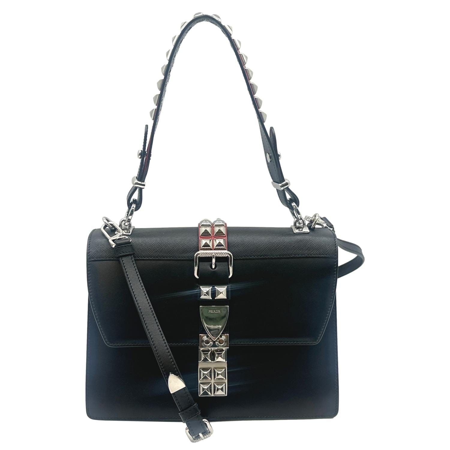 Elektra Calf Saffiano Shoulder Bag Leather Black
