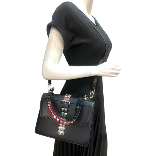 Prada Elektra Calf Shoulder Bag Leather Saffiano Black