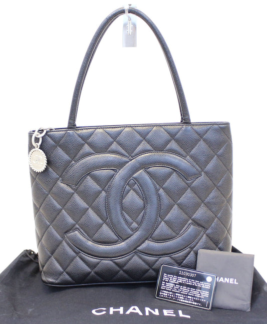 Chanel Caviar Medallion Tote Bag Leather Quilted
