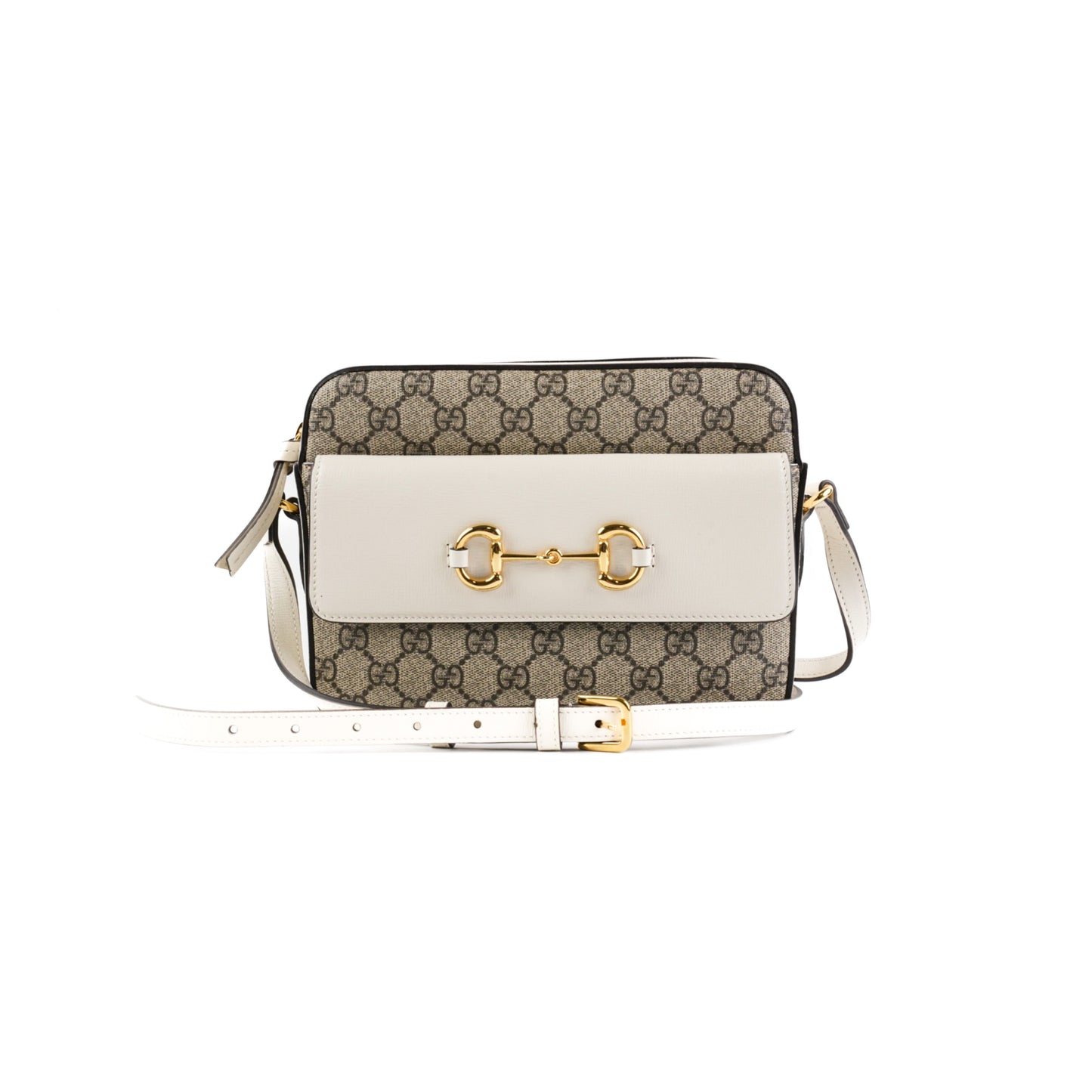 Gucci Horsebit Crossbody Bag Monogram White