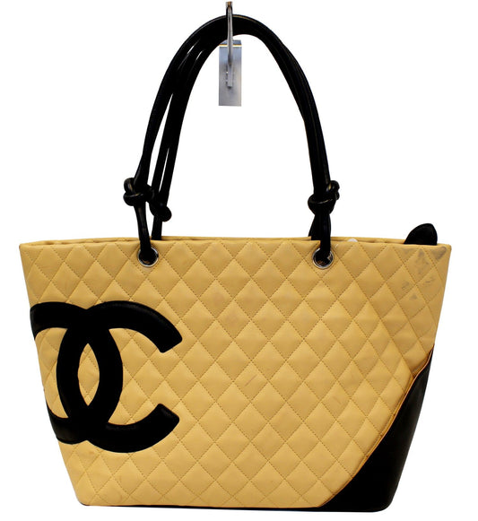 Chanel Ligne Cambon Large Tote Bag Leather Quilted