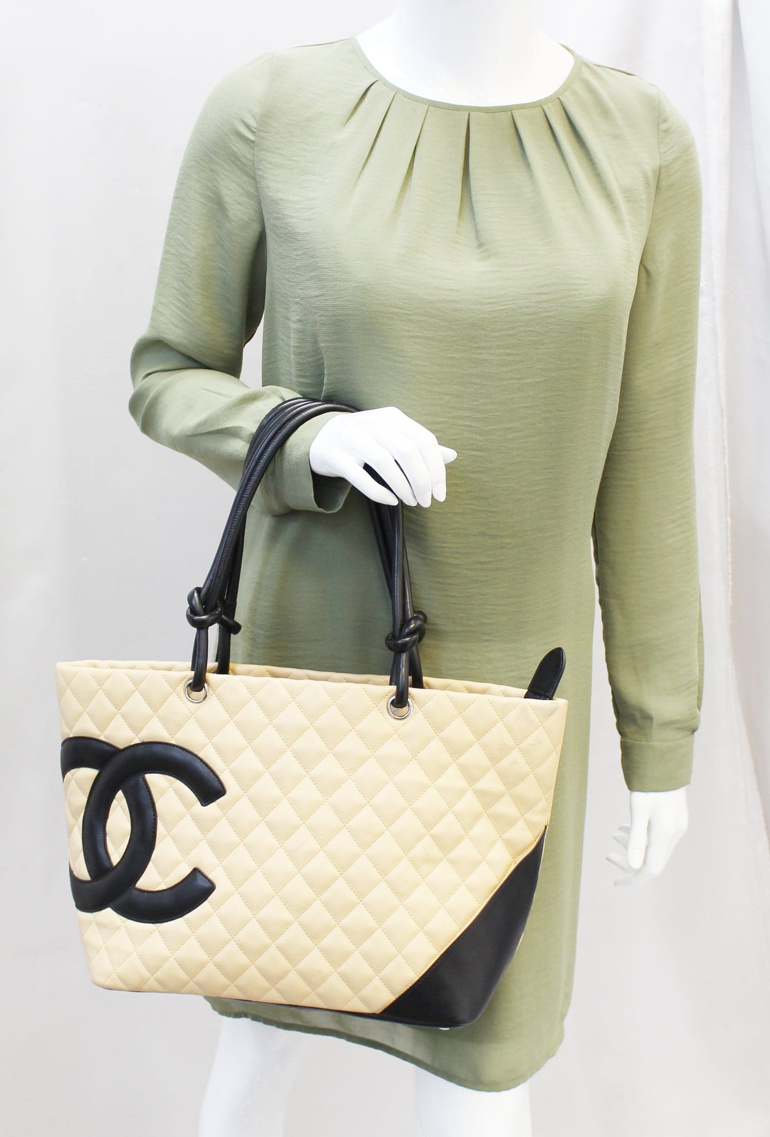Chanel Ligne Cambon Large Tote Bag Leather Quilted
