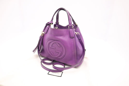 Gucci Soho Purple Leather Tote Bag
