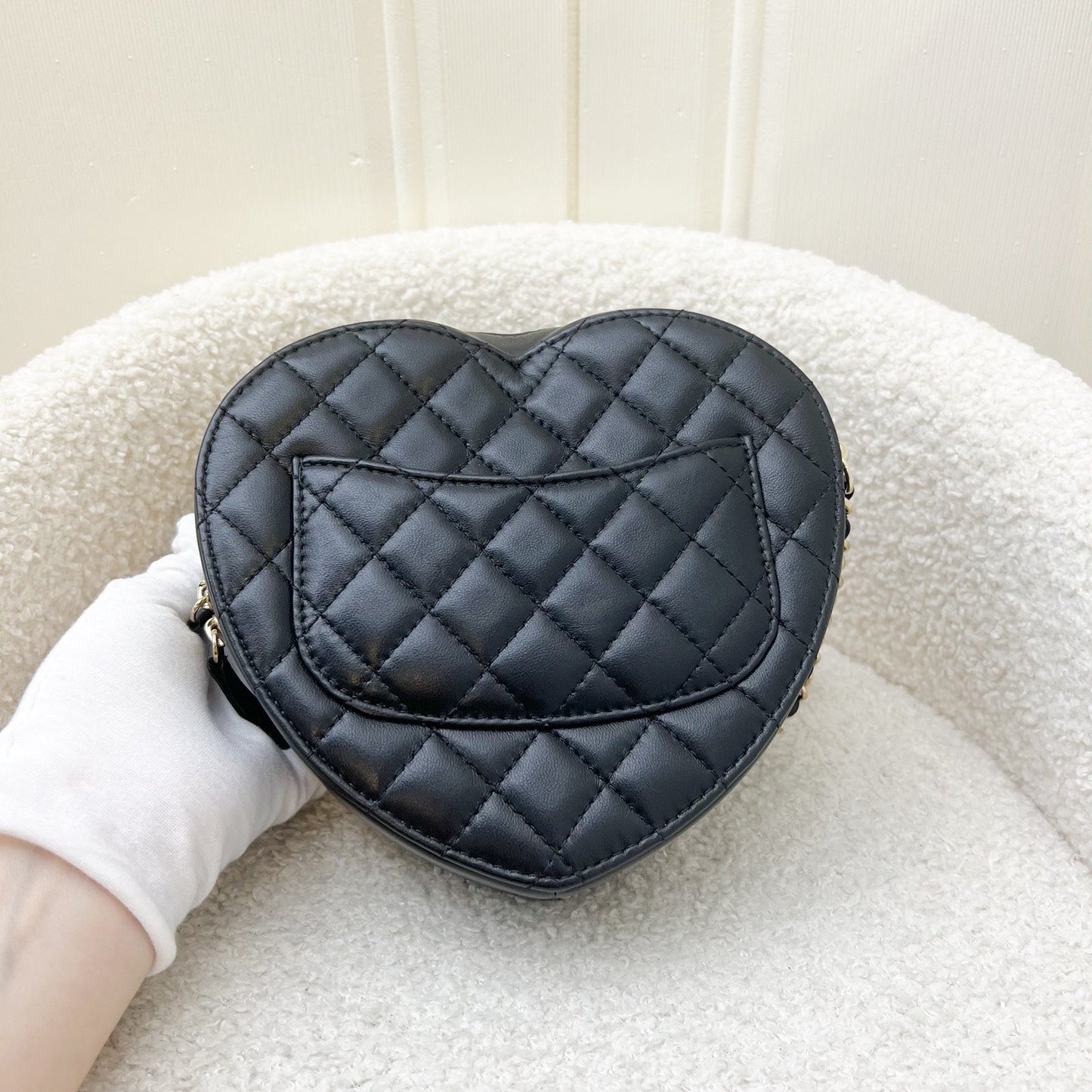 Chanel Large Heart in Black Lambskin and GHW Accessory
