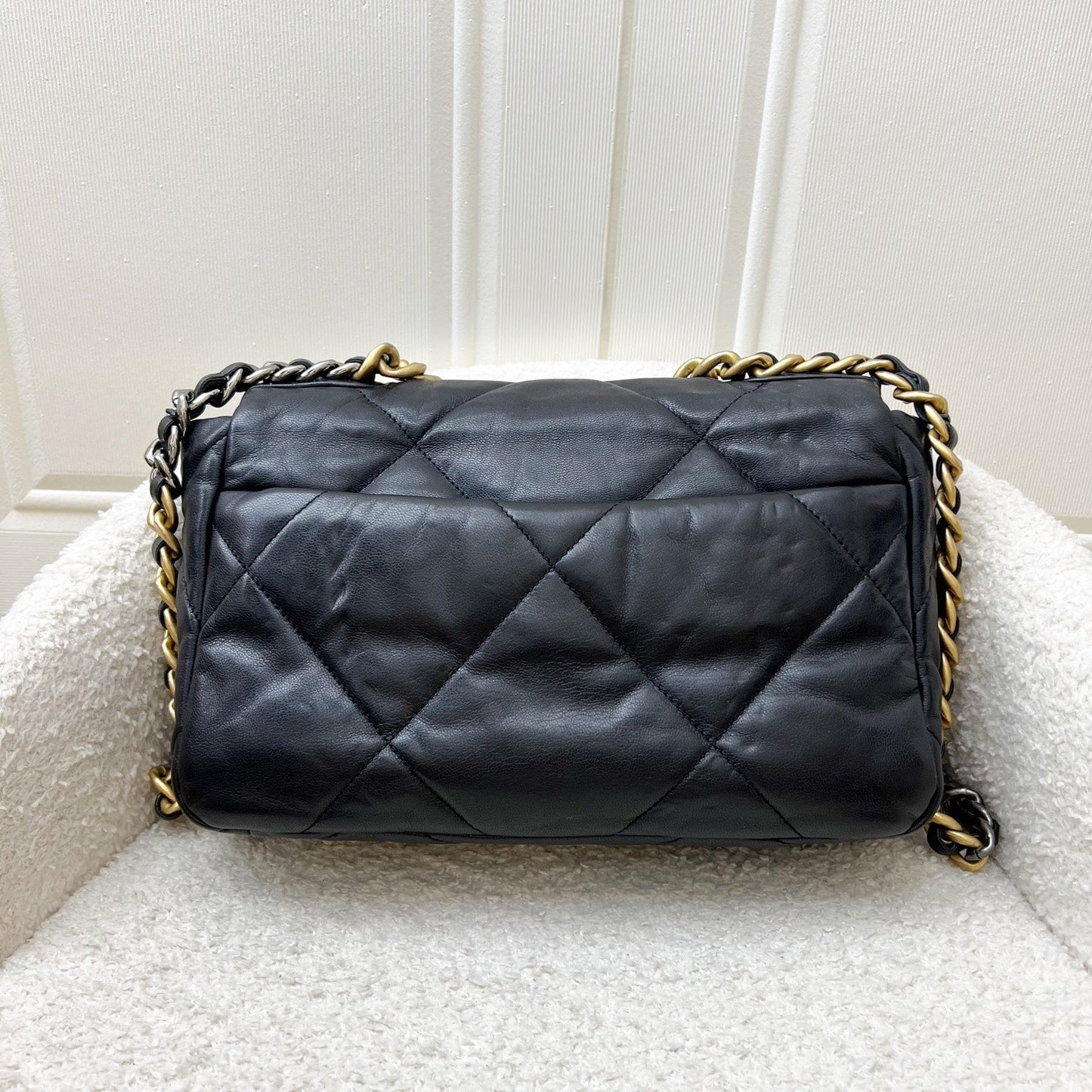 Chanel 19 Small Flap in Black Goatskin and 3-tone HW (Model: ) Accessory