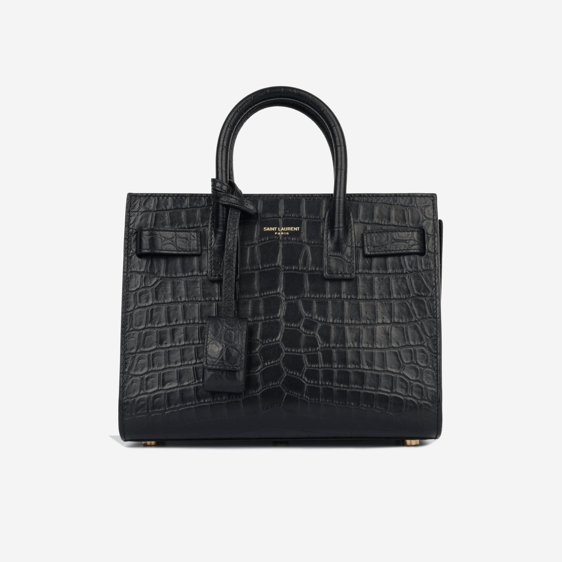 YSL Saint Laurent Nano Sac De Jour Croc Crossbody Bag Black