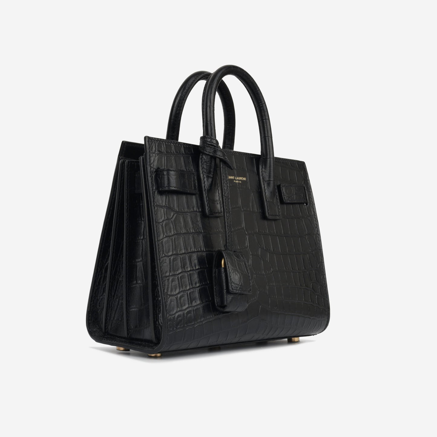 YSL Saint Laurent Nano Sac De Jour Croc Crossbody Bag Black