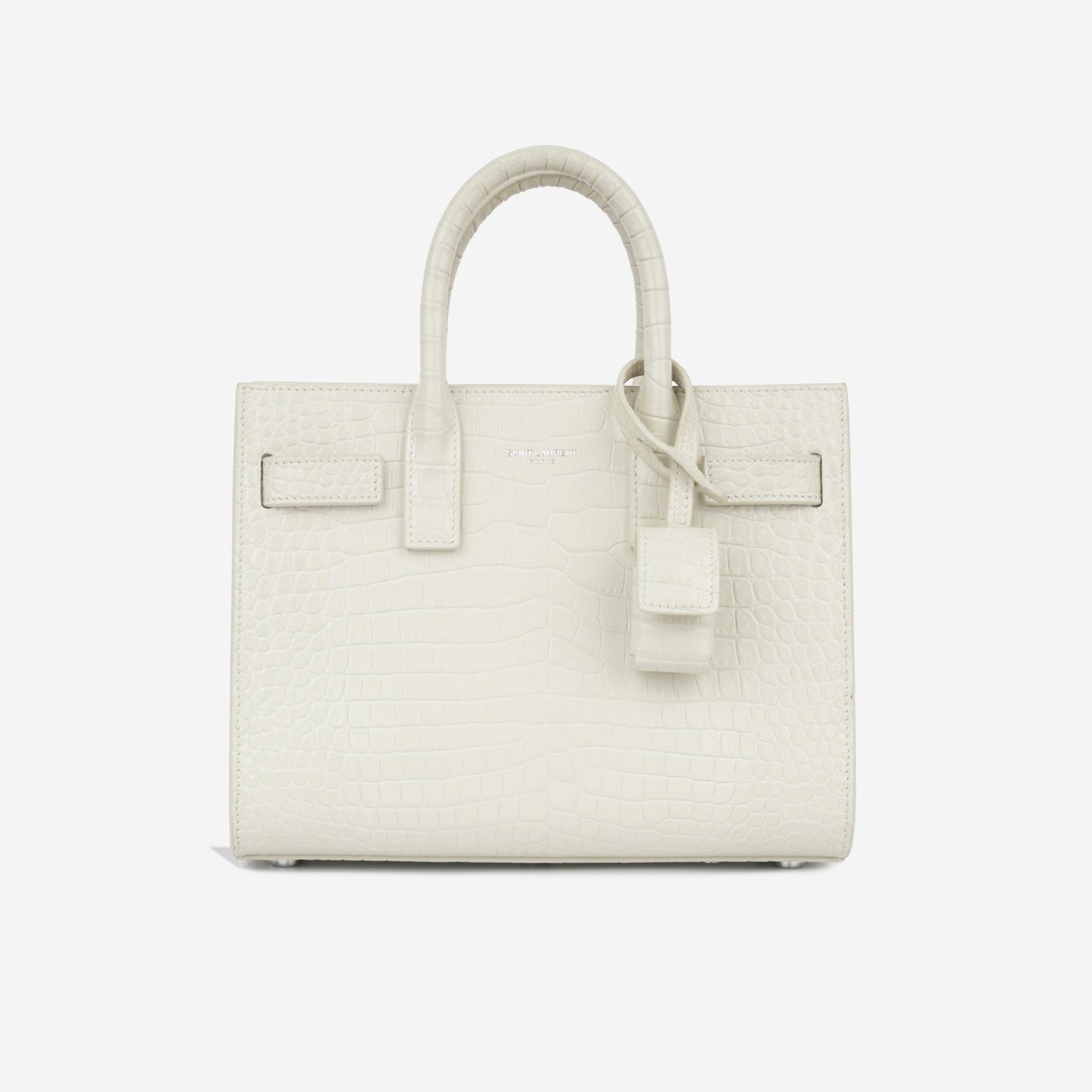 YSL Saint Laurent Nano Sac De Jour Crossbody Bag Jour White Croc