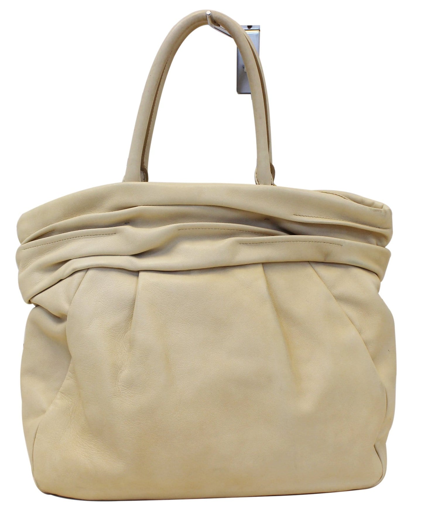 Prada Nappa Frills Shopping Tote Bag Leather Beige