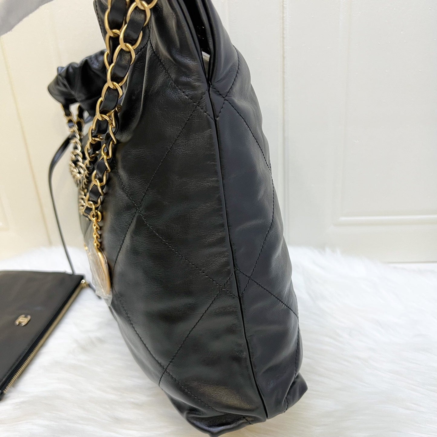 Chanel 22 Medium Hobo Bag in Black Calfskin and AGHW (Model: )