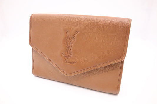 YSL Saint Laurent Clutch In Leather Brown Clutch Bag