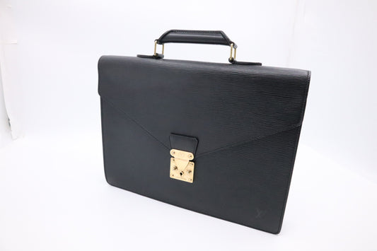Louis Vuitton Serviette Conseiller Black Leather Epi Handbag