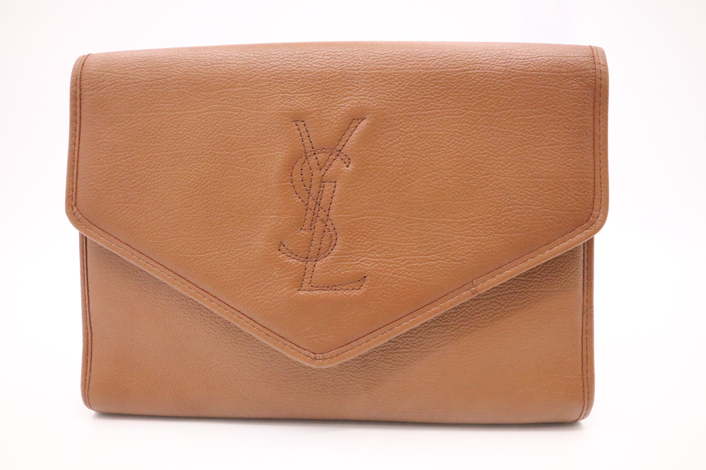 YSL Saint Laurent Clutch In Leather Brown Clutch Bag