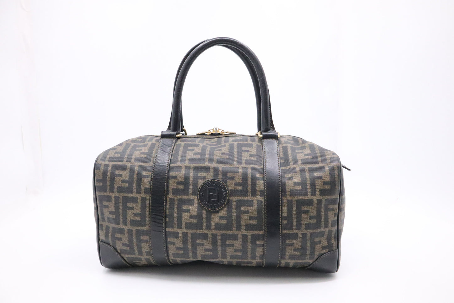 Fendi Boston Bag In Zucca Coated Canvas Travel Bag