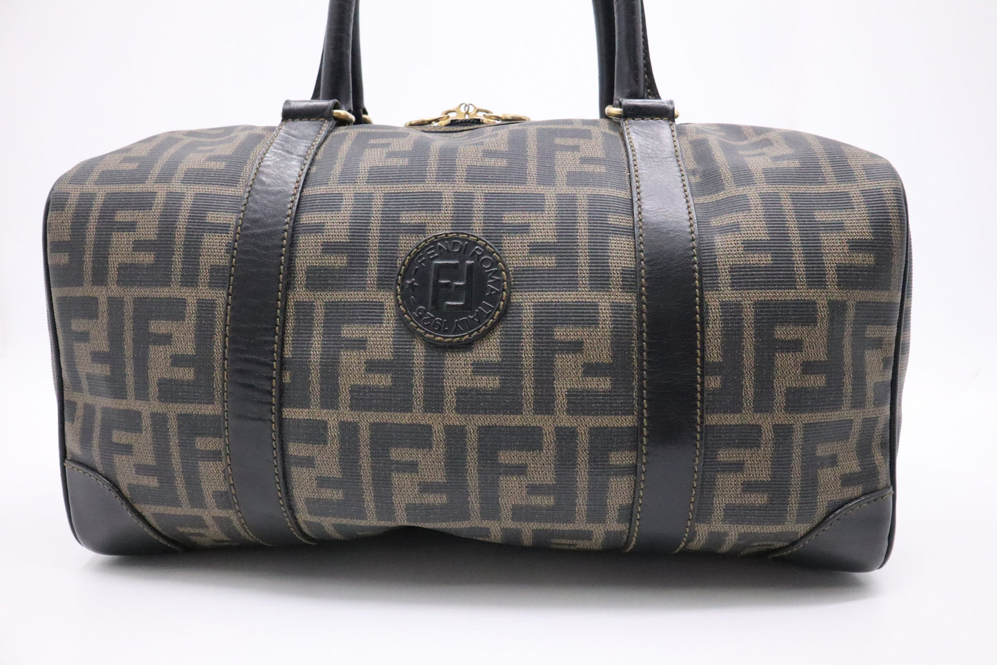 Fendi Boston Bag In Zucca Coated Canvas Travel Bag