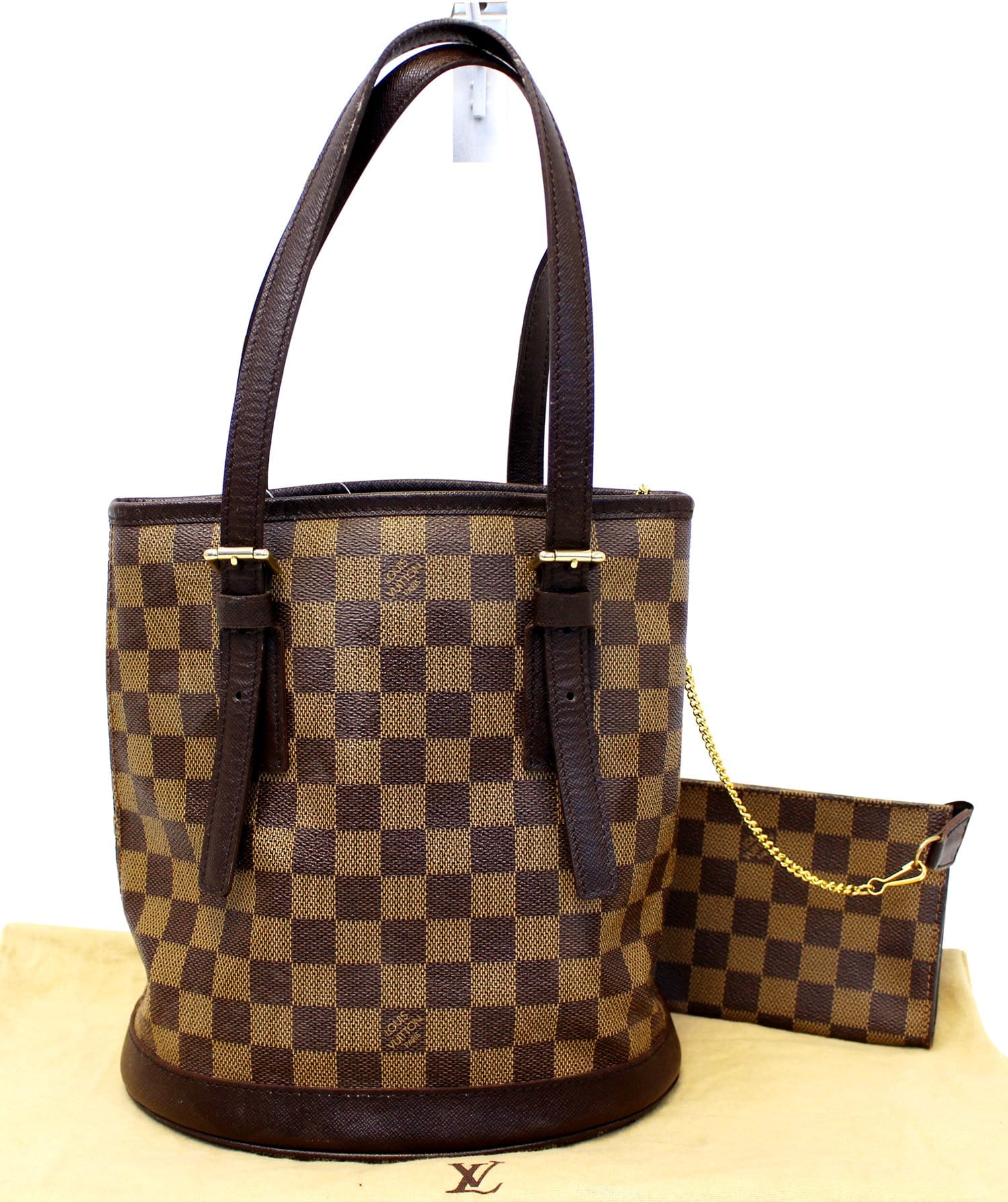 Louis Damier Ebene Marais Shoulder Bag Bucket