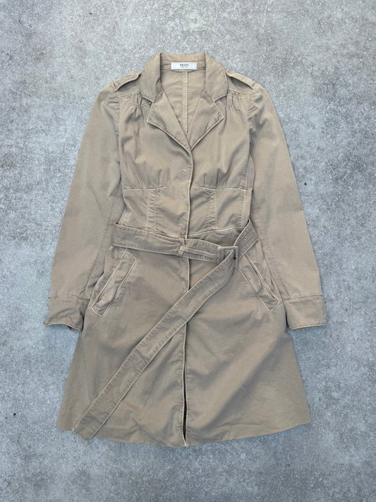 Prada Handbag Belted Trench Beige Medium