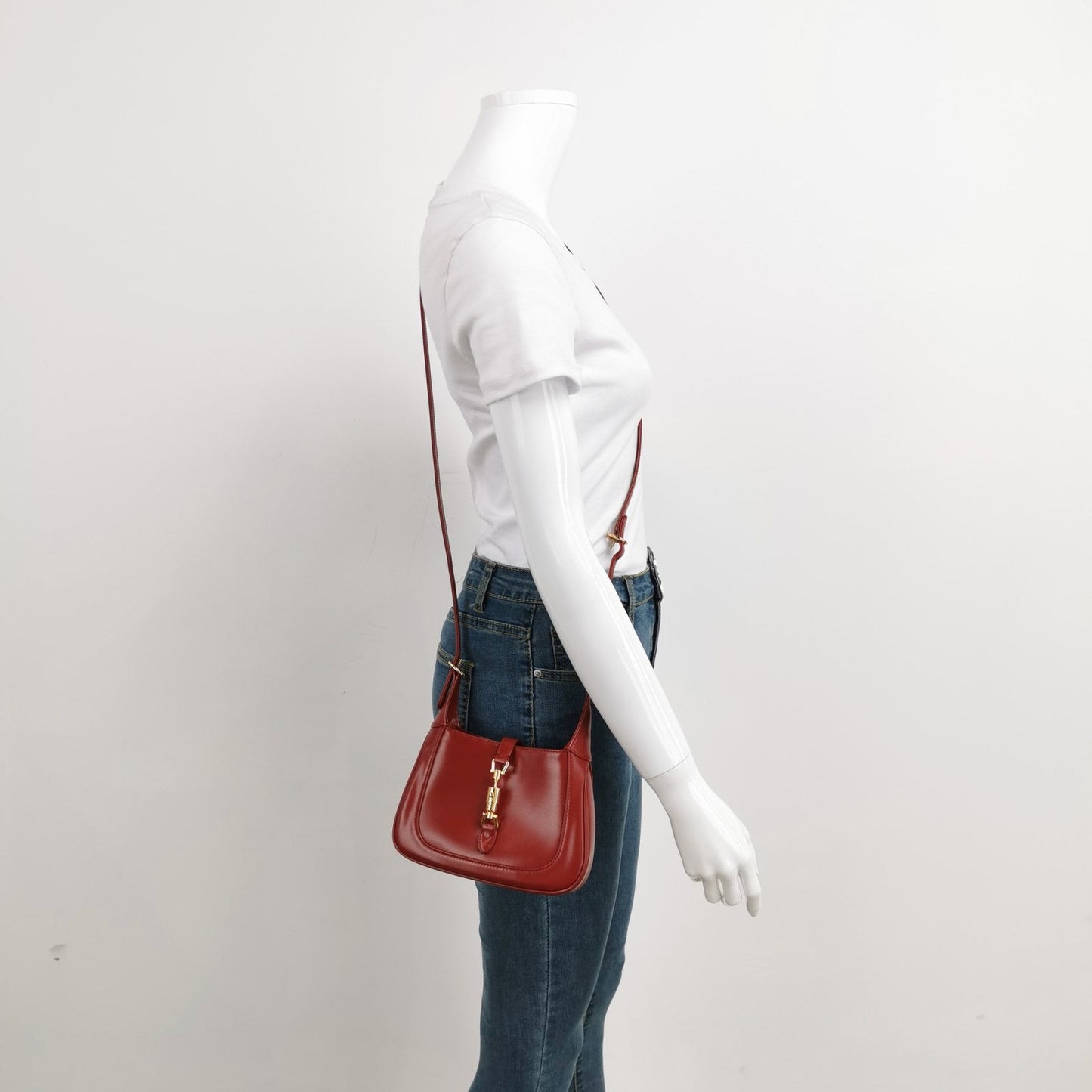 Gucci Jackie Burgundy Two Way Carry Leather Mini Bag