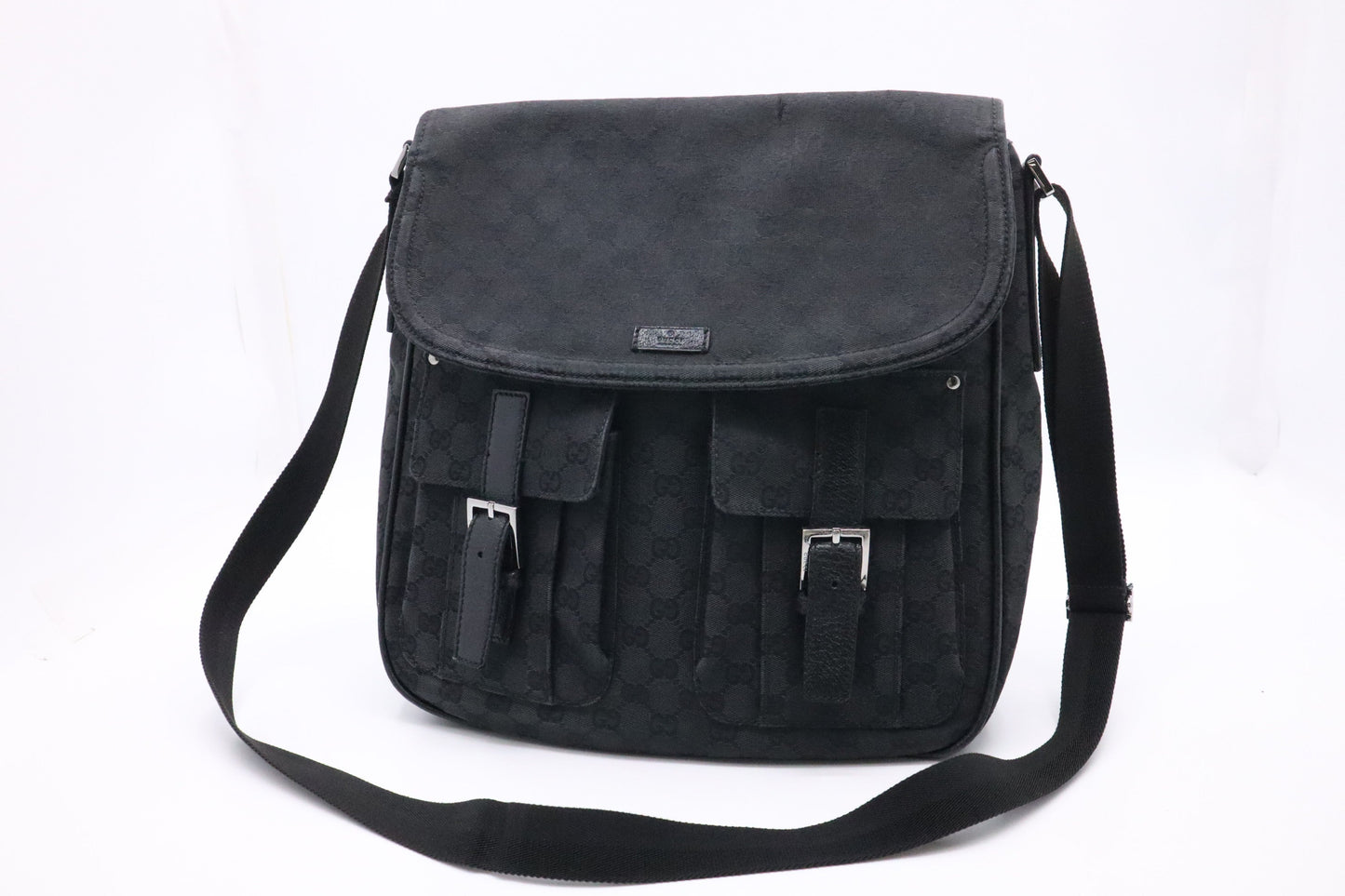 Gucci Messenger Bag In Canvas Black Travel Bag