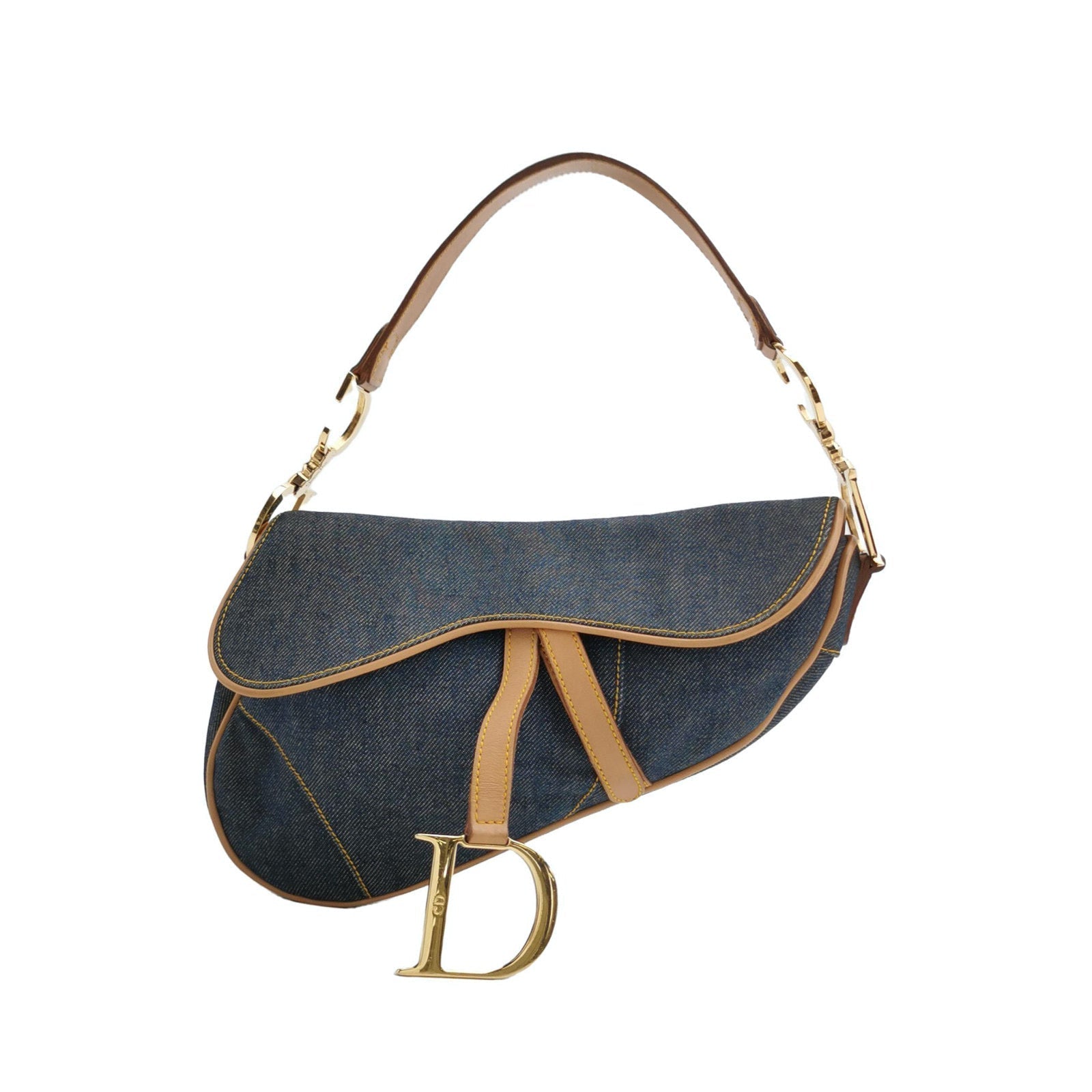 Dior Saddle Navy With Silk Lining And Trim Leather Denim Travel Bag