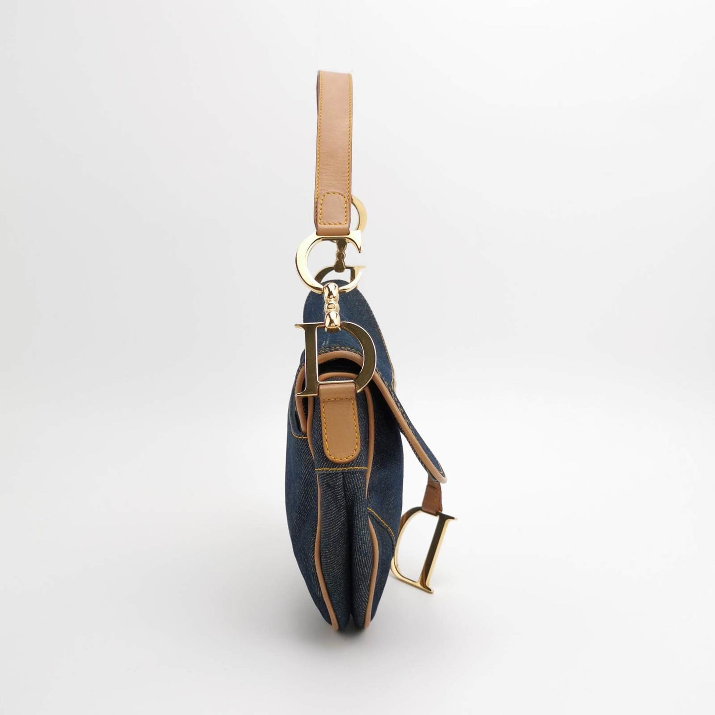 Dior Saddle Navy With Silk Lining And Trim Leather Denim Travel Bag