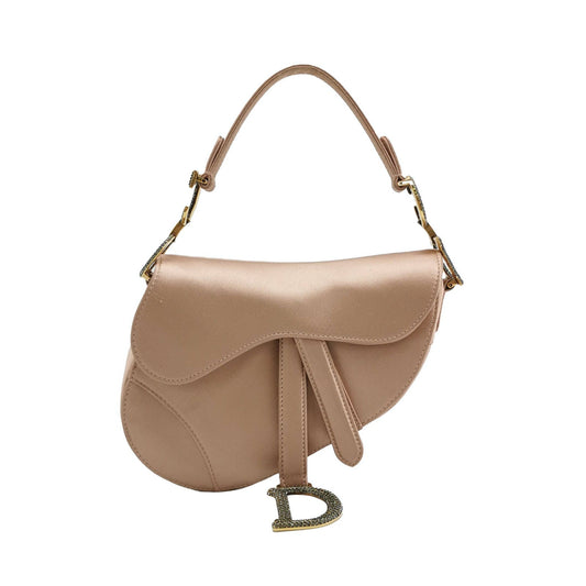 Dior Saddle Silk With Crystals Handbag Satin Pink Travel Bag