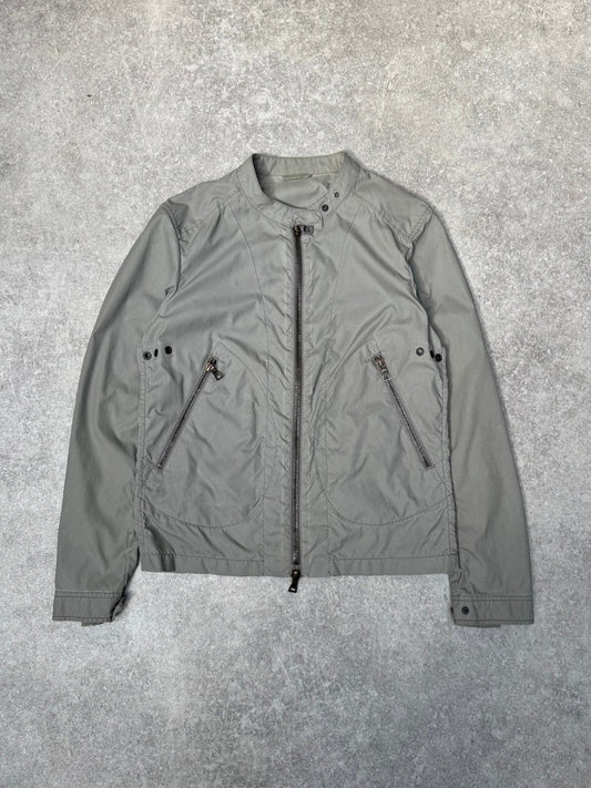 Prada Handbag Grey Grommet Detail Biker Jacket Nylon Gray Medium