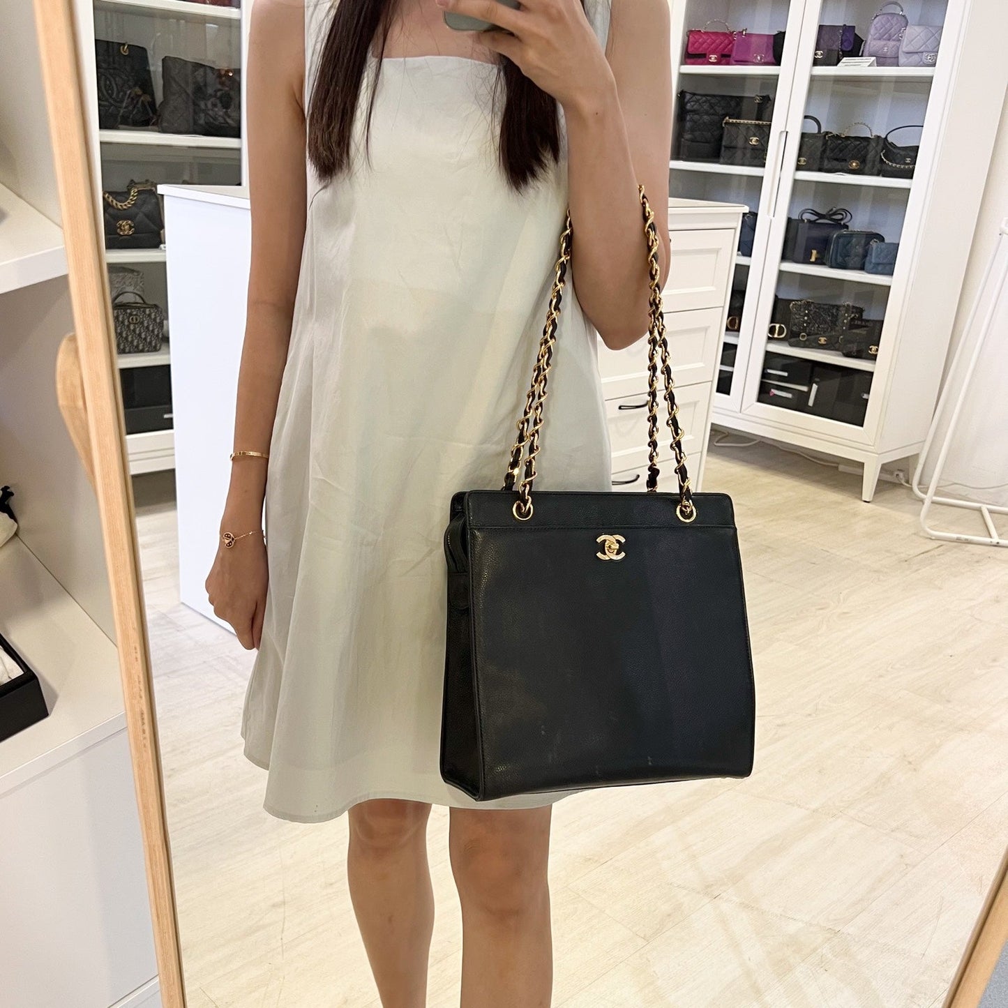 Chanel Tote Bag with CC Turnlock in Black Caviar and Gold Plated HW