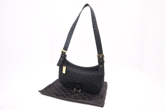 Gucci GG Canvas Black Shoulder Bag Gg Canvas