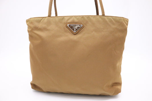 Prada Handbag In Bronze Canvas Nylon Travel Bag