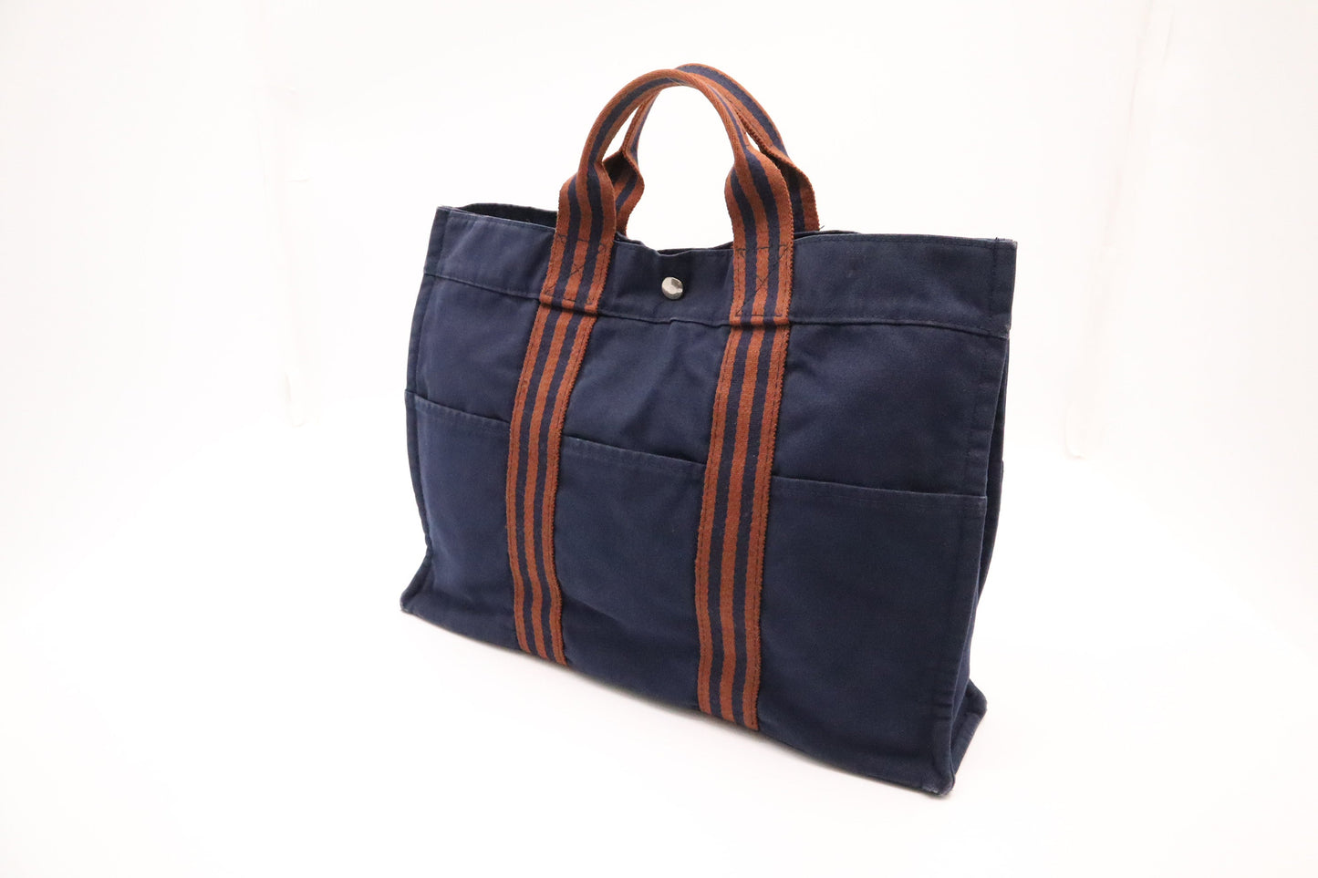 Hermes Fourre Tout Mm In Navy Handbag Canvas Blue Travel Bag