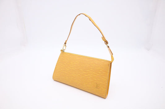 Louis Vuitton Pochette Accessoires Epi Leather Yellow Clutch Bag