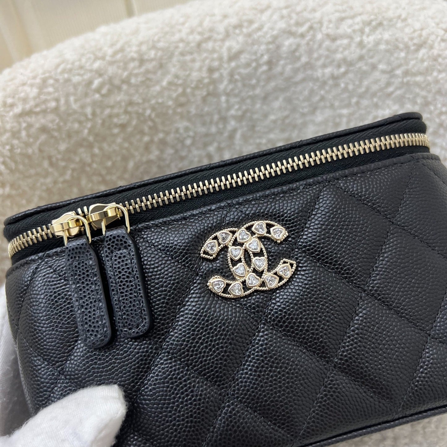 Chanel Crystals Logo Vanity in Black Caviar and LGHW