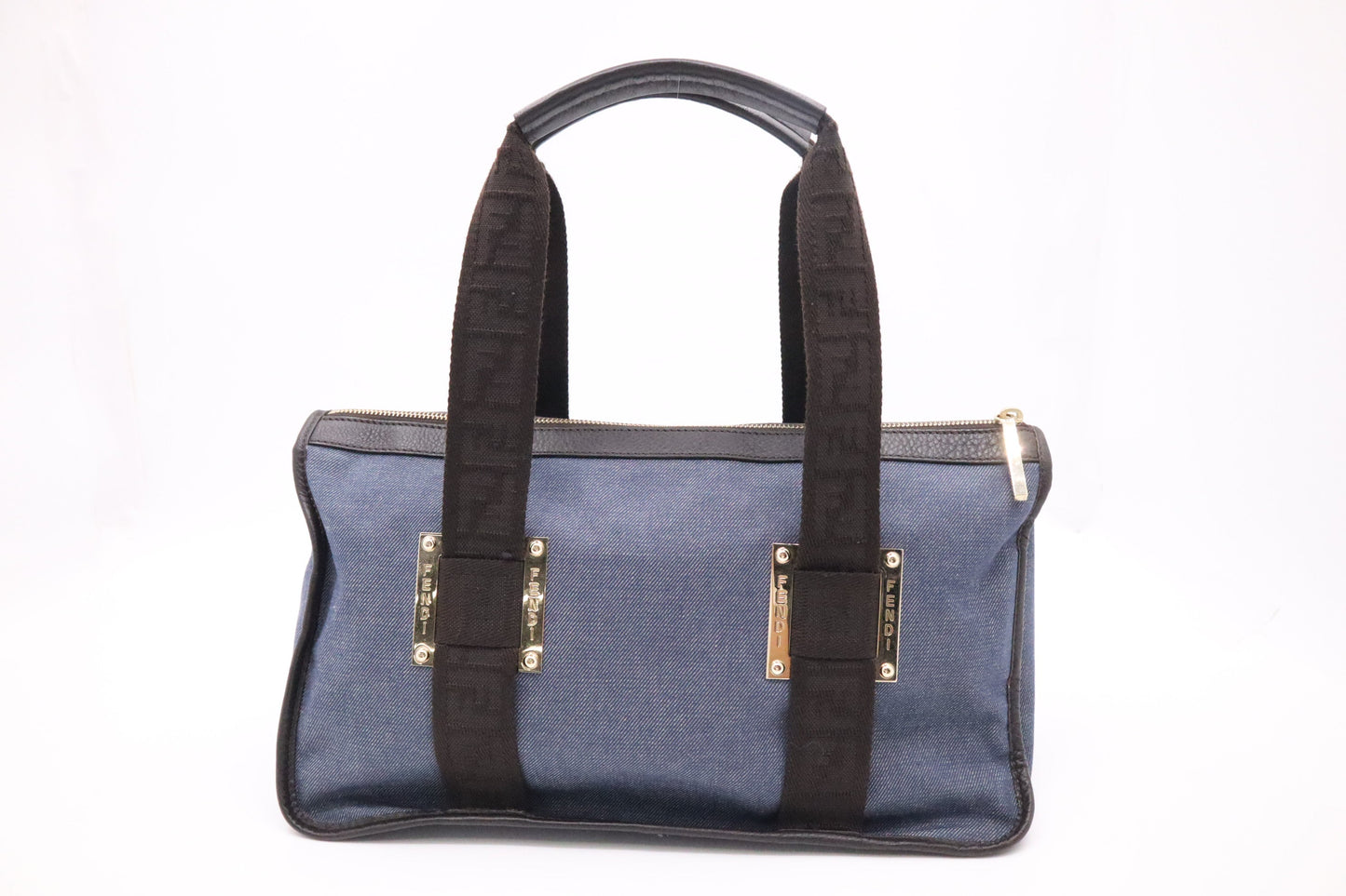 Fendi Handbag In Canvas Denim Blue Travel Bag
